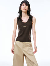 Women's V-Neck Jacquard Embroidered Tank Top